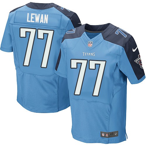 Men's Elite Taylor Lewan Nike Jersey Light Blue Home - #77 NFL Tennessee Titans